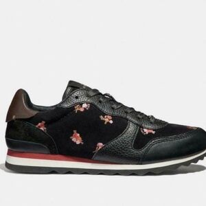 COACH FG2976 Classic Sneakers featuring A Metallic Floral Glitter Accent.